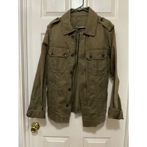 Zara Man Cargo Jacket Green Large Full Zip Military Utility Pockets Gorpcore Y2K